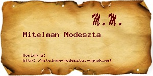 Mitelman Modeszta névjegykártya